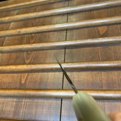 Hitohira Togashi 210mm Gyuto Stainless Clad Aogami 1 Macasser Ebony Blonde Colored Horn