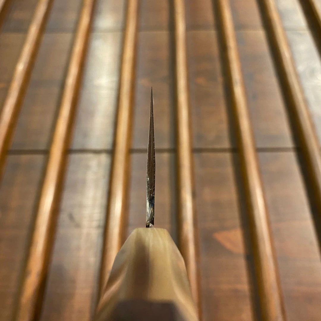 Hitohira Togashi 180mm Nakiri Stainless Clad Shirogami 1 Taihei Ebony Handle