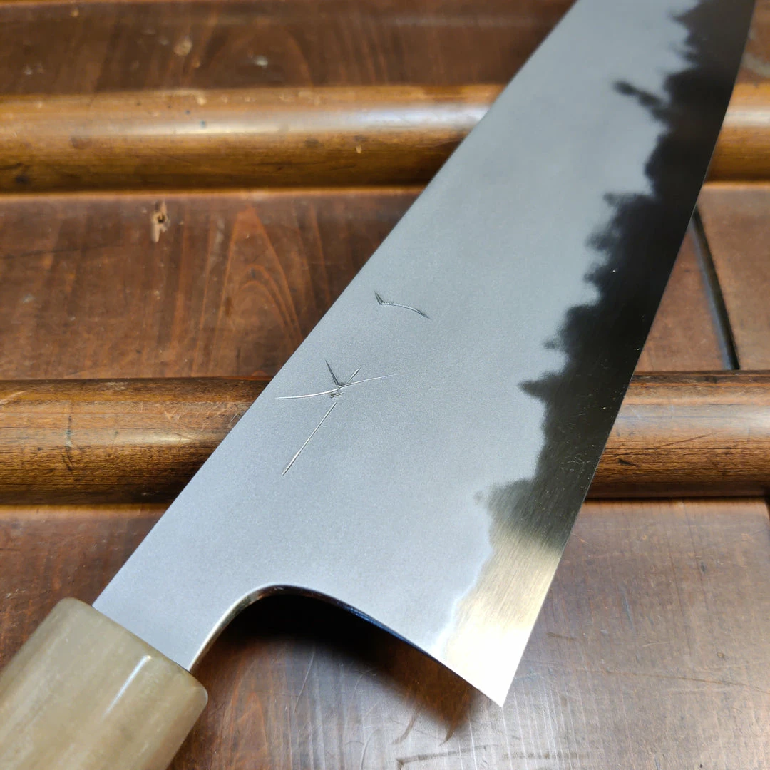 Hitohira Tanaka Yohei 240mm Gyuto Aogami 1 Kasumi Ebony Handle