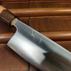 Hitohira Futana SB 170mm Santoku Aogami Super Migaki Cherry Wood