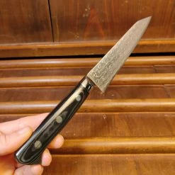 Hitohira FJ SG2 150mm Kiritsuke Petty Damascus White Linen Micarta Handle