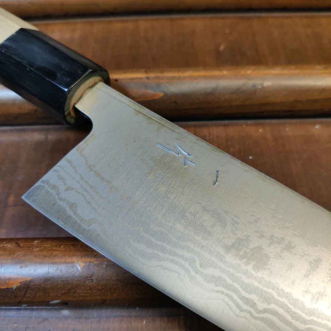 Hitohira GR 165mm Santoku Iron Clad Aogami 2 Damascus Ho Wood
