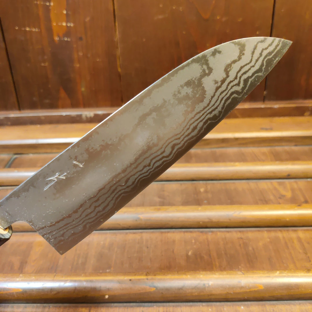 Hitohira GR 165mm Santoku Iron Clad Aogami 2 Damascus Ho Wood
