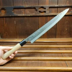 Hitohira Ajikataya Hinode 270mm Sujihiki Iron Clad Shirogami 2 Tsuchime Ho Wood