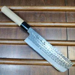 Hitohira Ajikataya Hinode 180mm Nakiri Iron Clad Shirogami 2 Tsuchime Ho Wood