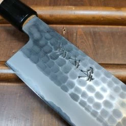 Hitohira Ajikataya Hinode 180mm Nakiri Iron Clad Shirogami 2 Tsuchime Ho Wood