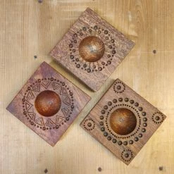 44HandMadeTurkey/Duxud Business Kitchen Tools 3 Piece Set Of Hand-carved Circular Pattern 7x7cm Ravioli Boards