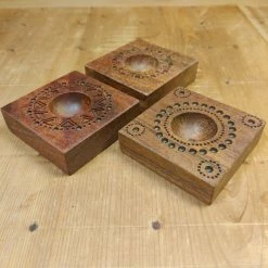 44HandMadeTurkey/Duxud Business Kitchen Tools 3 Piece Set Of Hand-carved Circular Pattern 7x7cm Ravioli Boards