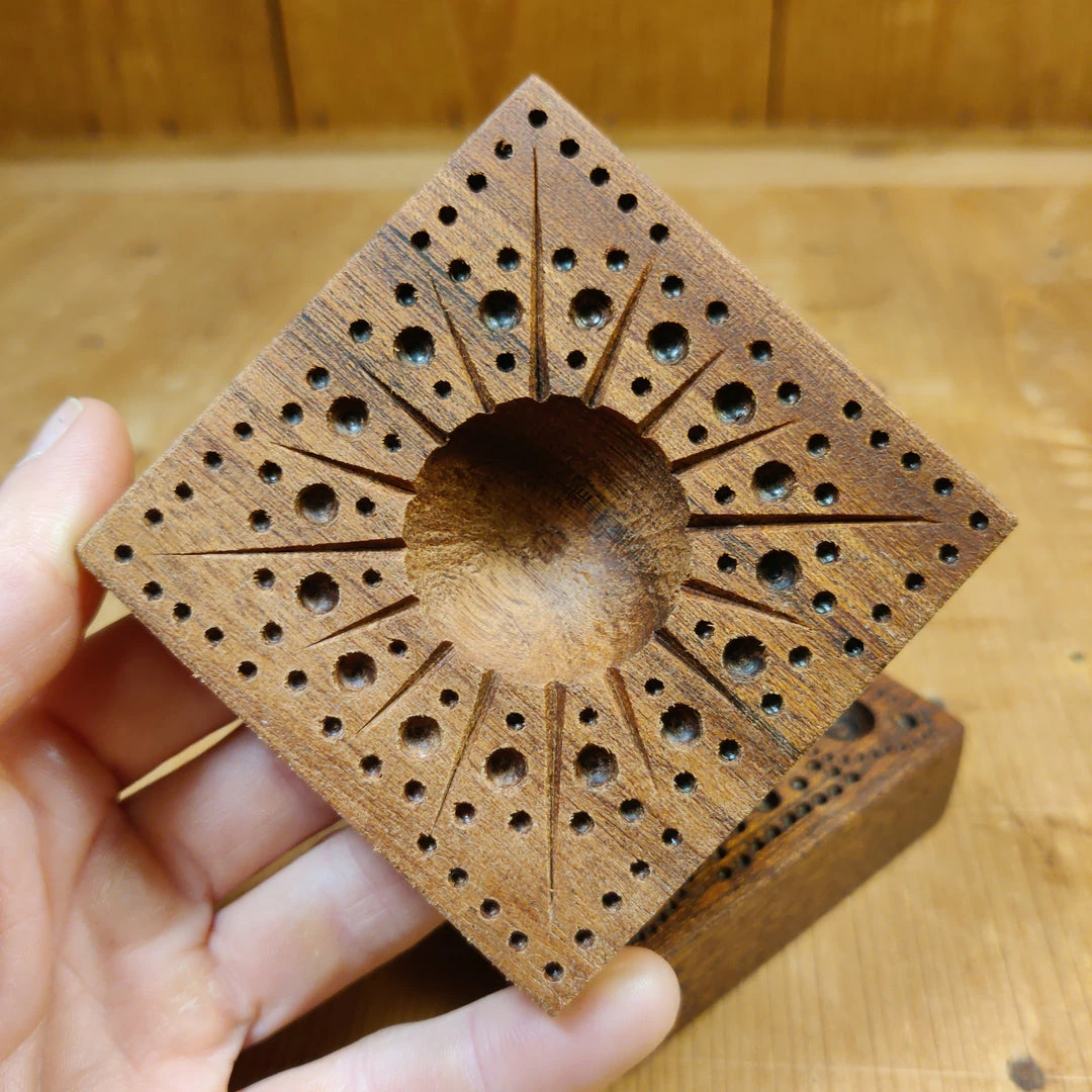 44HandMadeTurkey/Duxud Business 4 Piece Set Of Hand-carved Square Geometric Pattern 7x7cm Ravioli Boards