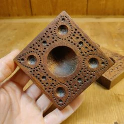 44HandMadeTurkey/Duxud Business 4 Piece Set Of Hand-carved Square Geometric Pattern 7x7cm Ravioli Boards