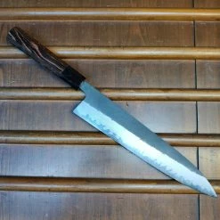 H&K Hatsukokoro Shinkiro 240mm Gyuto Aogami Super Nihei Damascus Kurouchi Wenge