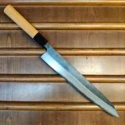 H&K Kumokage 250mm Kiritsuke Sujihiki Aogami 2 Kurouchi Carbon Damascus Teak Horn Hatsukokoro