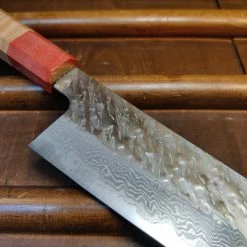 H&K Nigara Hamono 210mm Gyuto VG10 Suminagashi Tsuchime Maple