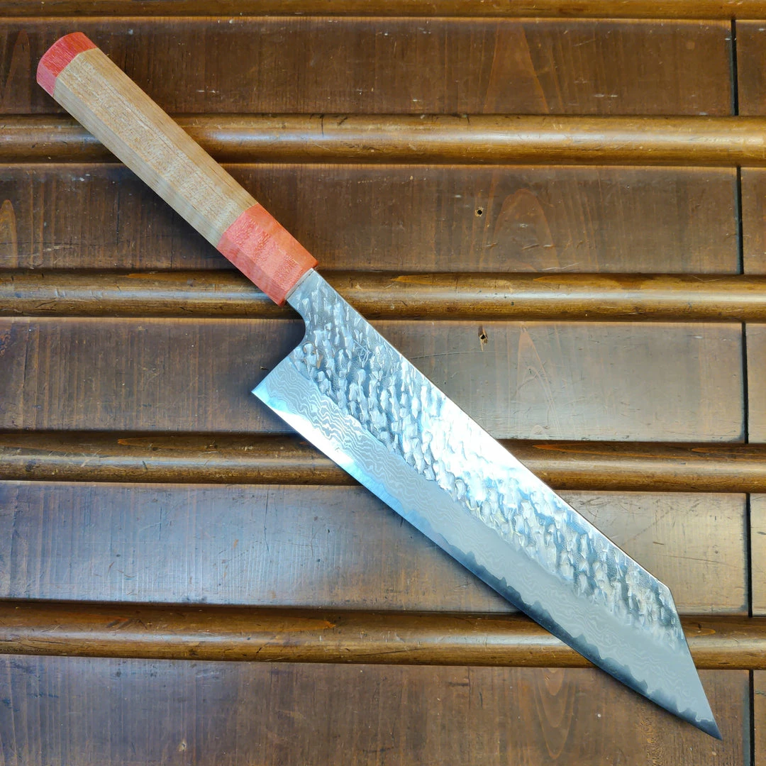 H&K Nigara Hamono 240mm Kiritsuke Gyuto VG10 Suminagashi Tsuchime Maple