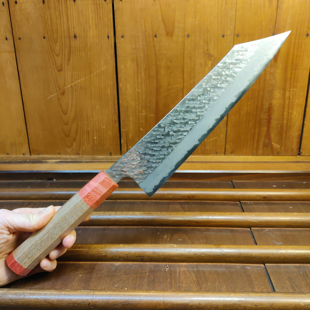 H&K Nigara Hamono 240mm Kiritsuke Gyuto VG10 Suminagashi Tsuchime Maple