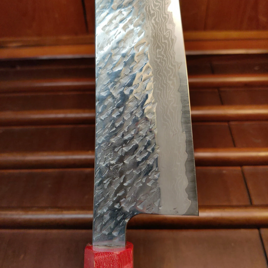H&K Nigara Hamono 240mm Kiritsuke Gyuto VG10 Suminagashi Tsuchime Maple