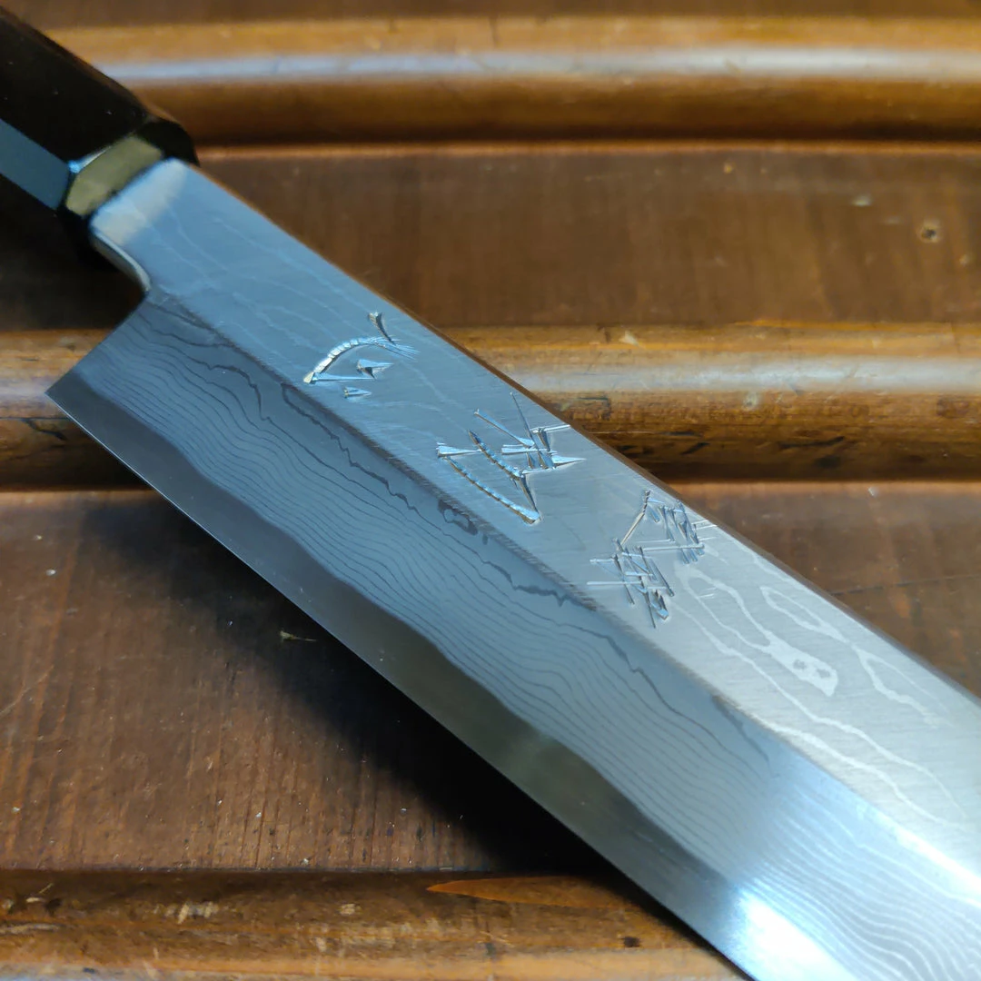 H&K Nakagawa Hatsukokoro 300mm Yanagi Aogami 1 Damascus Ebony White Buffalo Horn