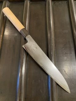 Takada No Hamano Takada No Hamono 210mm Gyuto - Suiboku Finish Aogami 2 Iron Clad - Cherry & Ebony Octagon