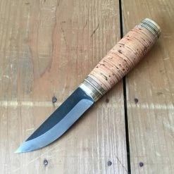 Iisakki Jarvenpaa'Aito Puukko' 85mm Carbon Steel Stacked Birchbark & Brass Puukko