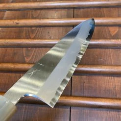 Hitohira Togashi 210mm Gyuto Stainless Clad Aogami 1 Macasser Ebony Blonde Colored Horn