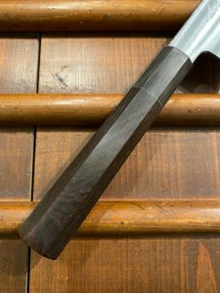 Sakai Kikumori Yugiri 180mm Kiritsuke Santoku Stainless Clad Aogami 1 Ebony W/ Saya