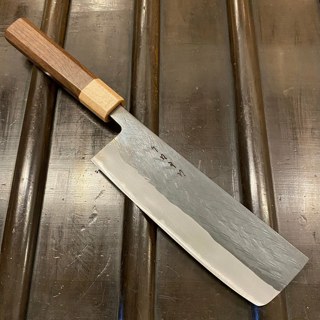Hitohira TD 165mm Nakiri Stainless Clad Aogami 2 Kurouchi