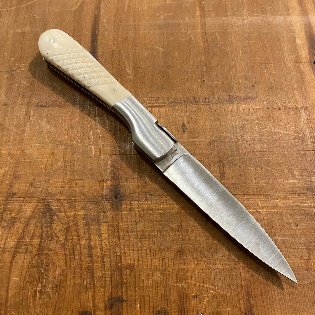 Fontenille Pataud Sperone 12cm Carved Pinned Cow Bone Lockback