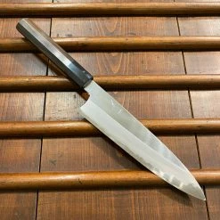 Hitohira Togashi 210mm Migaki Gyuto Shirogami 1 Taihei Macasser Ebony & Horn