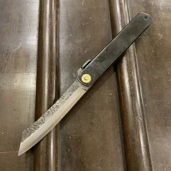 Hitohira Hand Forged XL Higonokami 12cm Folding Knife Aogami 2 Black Brass Handle