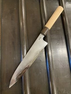 Takada No Hamano Takada No Hamono 210mm Gyuto - Suiboku Finish Aogami 2 Iron Clad - Cherry & Ebony Octagon