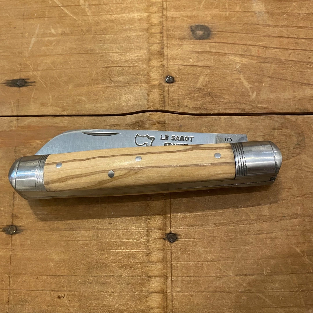 Au Sabot 9cm Tonneau Carbon Steel 2 Bolsters Pocket Knife Olive