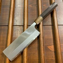 Hitohira Togashi 180mm Nakiri Stainless Clad Shirogami 1 Taihei Ebony Handle