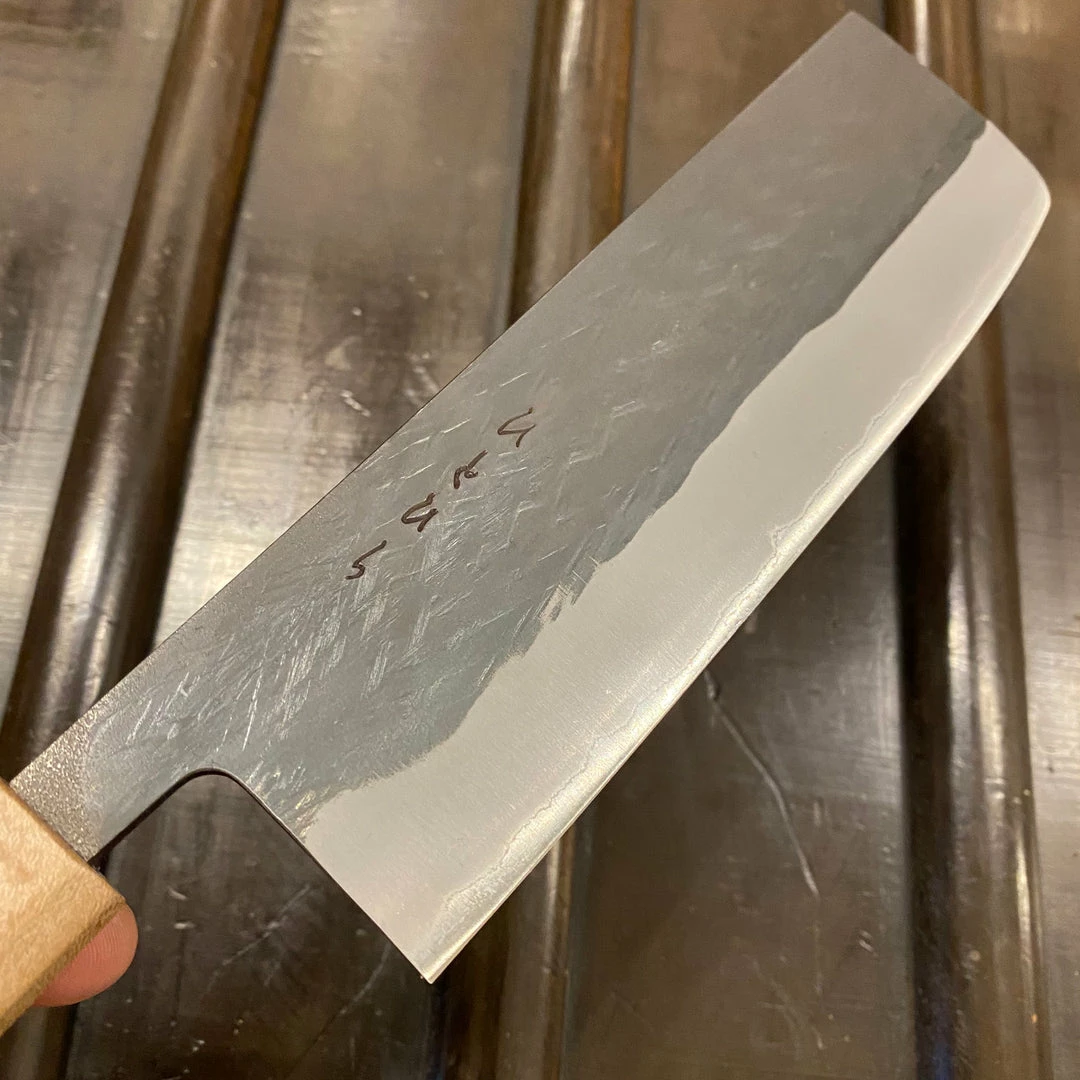 Hitohira TD 165mm Nakiri Stainless Clad Aogami 2 Kurouchi