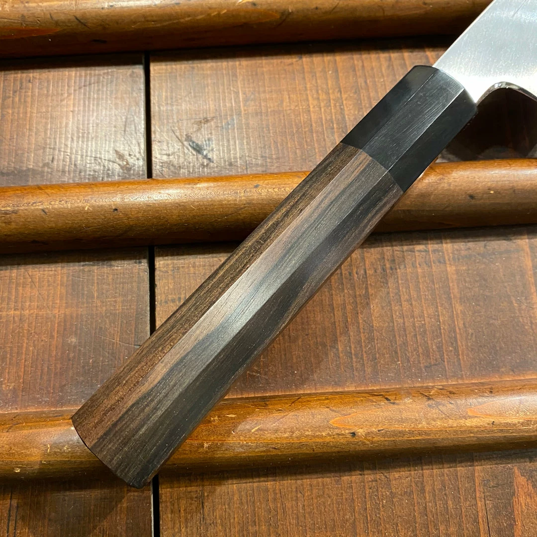 Hitohira Togashi 210mm Migaki Gyuto Shirogami 1 Taihei Macasser Ebony & Horn