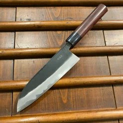 Hitohira MS 165mm Santoku Iron Clad Aogami #2 Kurouchi Rosewood