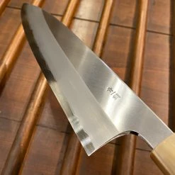 Hitohira Togashi 240mm Gyuto Stainless Clad Aogami 1 Ebony Blonde Horn