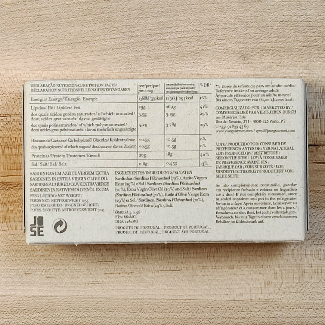 Jose Gourmet Sardines In Extra Virgin Olive Oil - 125g Pantry