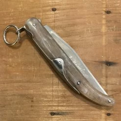 Au Sabot 12cm Corsican Navaja Ring Pull Stainless Pocket Knife Horn W Brass Crest