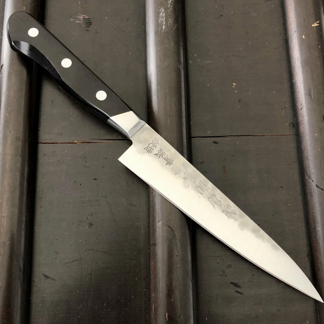 Hitohira Imojiya Kuma 135mm Petty Aogami 2 Nashiji Tsuchime Western Handle