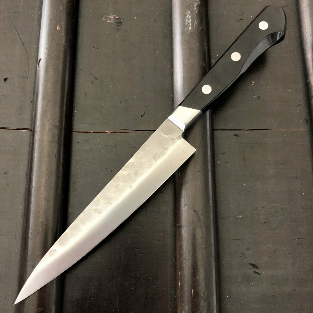 Hitohira Imojiya Kuma 135mm Petty Aogami 2 Nashiji Tsuchime Western Handle