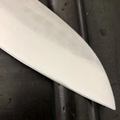 Hitohira Imojiya Kuma 180mm Santoku Aogami 2 Nashiji Tsuchime Western Handle