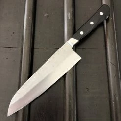 Hitohira Imojiya Kuma 180mm Santoku Aogami 2 Nashiji Tsuchime Western Handle
