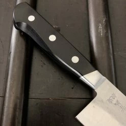 Hitohira Imojiya Kuma 180mm Santoku Aogami 2 Nashiji Tsuchime Western Handle
