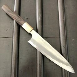 Hitohira Togashi 210mm Gyuto Stainless Clad Aogami 1 Macasser Ebony & Horn - On Order