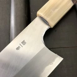 Hitohira Togashi 240mm Gyuto Stainless Clad Aogami 1 Macasser Ebony & Blonde Horn With Saya - On Order Waiting Room