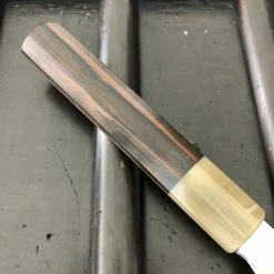 Hitohira Togashi 240mm Gyuto Stainless Clad Aogami 1 Macasser Ebony & Blonde Horn With Saya - On Order Waiting Room