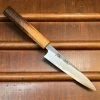 Fukui Hado Sumi 135mm Petty Shirogami #2 Kurouchi Finish - Burnt Oak
