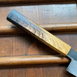 Fukui Hado Sumi 210mm Kiritsuke Gyuto Shirogami #2 Kurouchi Finish - Burnt Oak