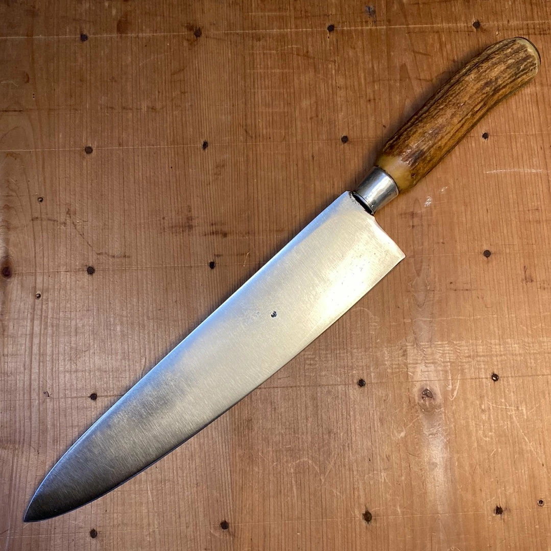 Bernal Cutlery American 10" Chef Carbon Steel Antler & Sterling Ferrule Re-Handle