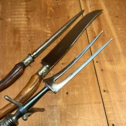 Vintage George Cowen 3 Pc Carving Set Carbon Steel Sheffield Stag Tip ~1890's-1910ish? Used Vintage